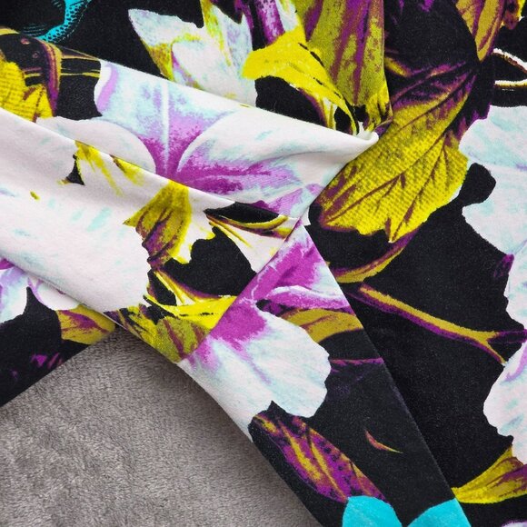 Worthington Slim Fit Cropped Pants 22W Black Colorful Floral Work Dressy Cotton - Picture 8 of 11